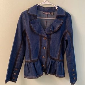NWOT The pyramid Collection dark blue denim jacket with lace